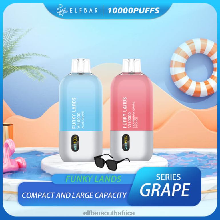 B8D2Z149 ELFBAR Funky Lands Best Flavor Disposable Vape Vi10000 Grape Series Aloe Grape