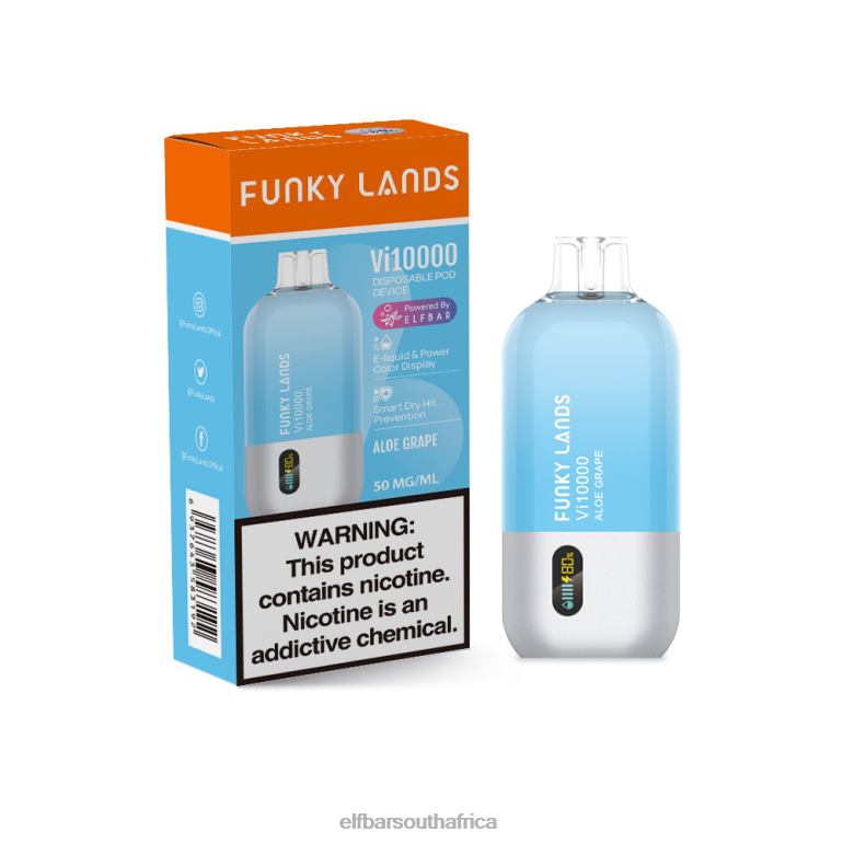 B8D2Z149 ELFBAR Funky Lands Best Flavor Disposable Vape Vi10000 Grape Series Aloe Grape