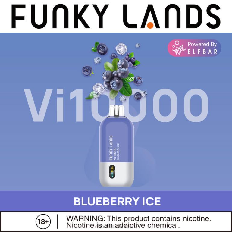 B8D2Z151 ELFBAR Funky Lands Best Flavor Disposable Vape Vi10000 Iced Series Blueberry Ice