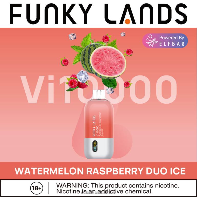 B8D2Z152 ELFBAR Funky Lands Best Flavor Disposable Vape Vi10000 Iced Series Watermelon Raspberry Duo Ice