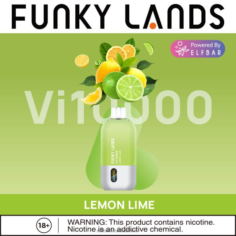 B8D2Z153 ELFBAR Funky Lands Best Flavor Disposable Vape Vi10000 Iced Series Lemon Lime