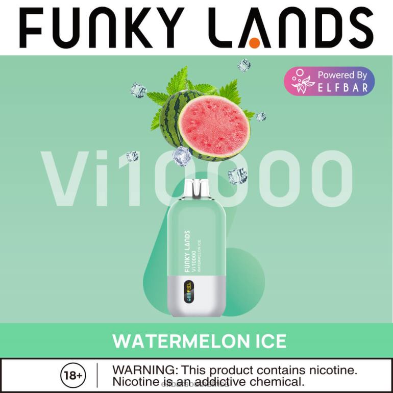 B8D2Z154 ELFBAR Funky Lands Best Flavor Disposable Vape Vi10000 Iced Series Watermelon Ice