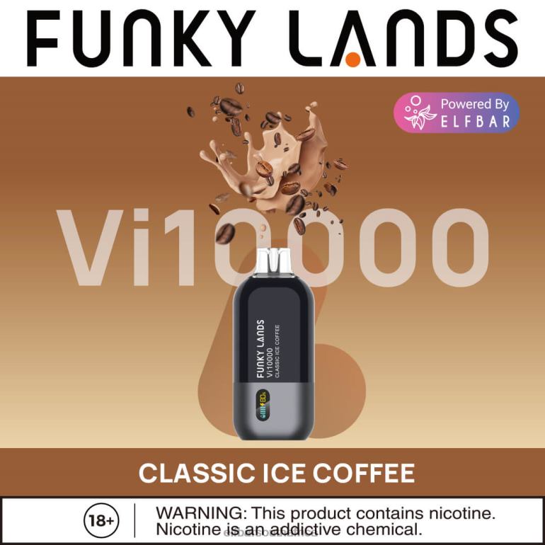 B8D2Z155 ELFBAR Funky Lands Best Flavor Disposable Vape Vi10000 Iced Series Classic Ice Coffee