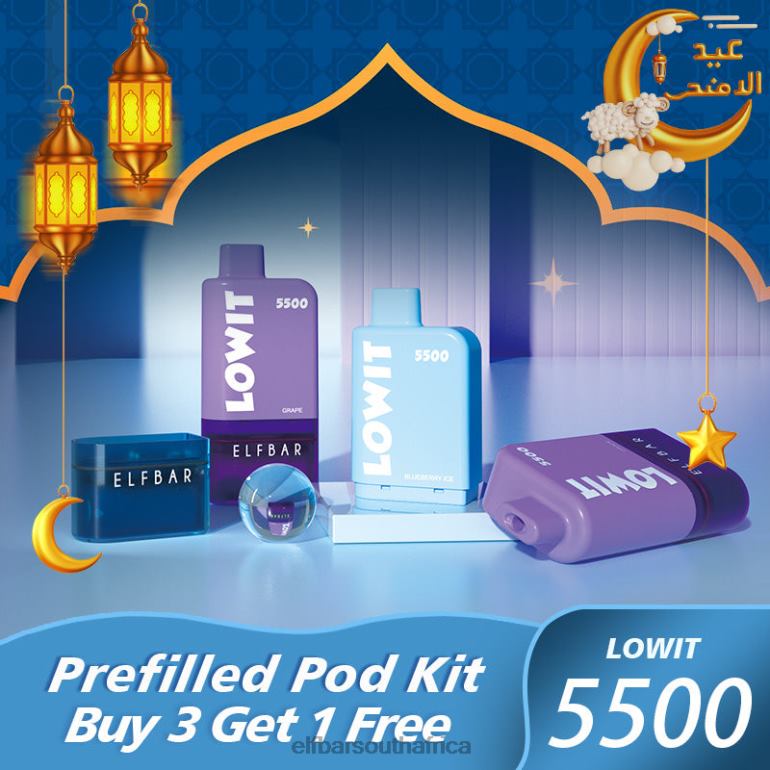 B8D2Z123 ELFBAR Prefilled Pod Kit LOWIT 5500 2%Nic Bluberry Ice