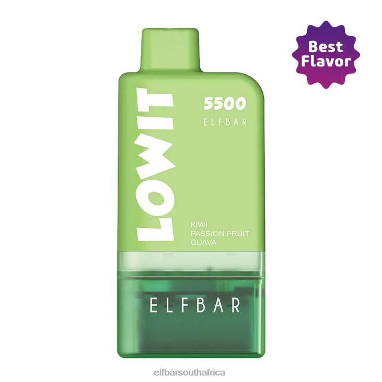 B8D2Z136 ELFBAR Prefilled Pod Kit LOWIT 5500 2%Nic Kiwi Passion Fruit Guava Kiwi Passion Fruit Guava Pod+Green Battery
