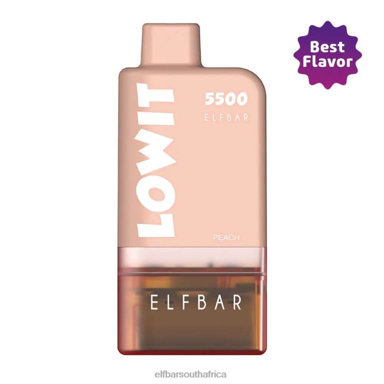 B8D2Z137 ELFBAR Prefilled Pod Kit LOWIT 5500 2%Nic Peach Peach Pod+Brown Battery
