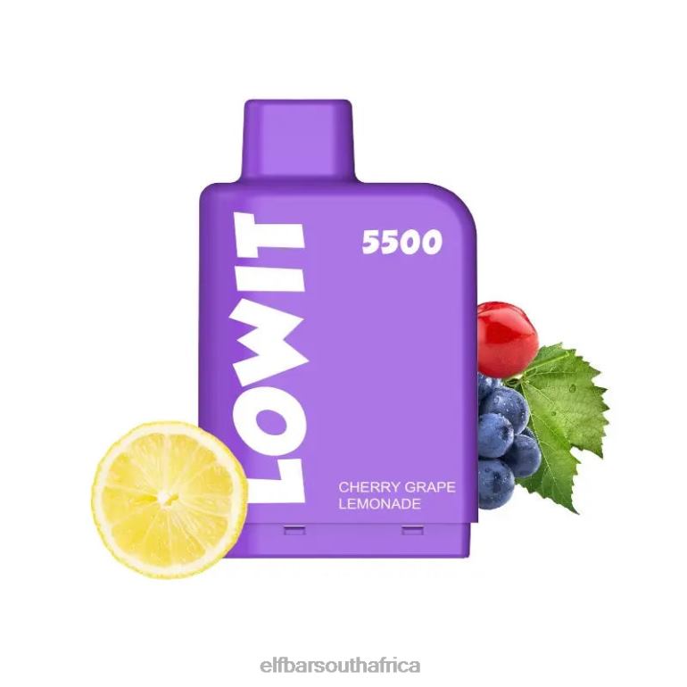 B8D2Z148 ELFBAR Prefilled Pod LOWIT 5500 Puffs 2%Nic Cherry Grape Lemonade