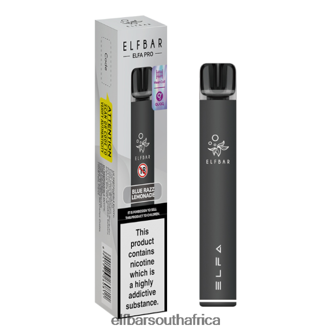 ELFBAR ELFA PRO Pod Kit - Rechargeable 402LXZ68 Black + Blue Razz Lemonade Prefilled Pod