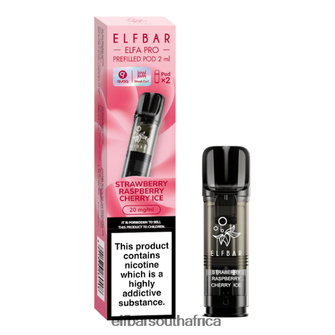 ELFBAR ELFA PRO Prefilled Pods - 20mg - 2PK 402LXZ92 Strawberry Raspberry Cherry Ice